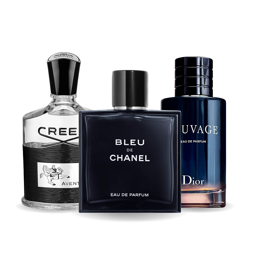 Set di 3 Profumi - Bleu de Chanel, Dior Sauvage e Creed Aventus 100ml
